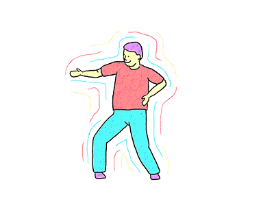 Positive happy man dances fun as a winner 80s dancer disco fun happy joy man positive psychedelic retro satisfaction sketch success twist winner