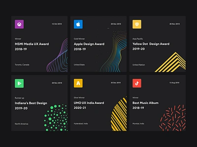Card UI - Dark abstract apple award branding card design card ui clean dark theme design design award floral google product awards product design typography ui ui ux user experience ux