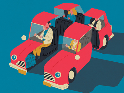 Commute car character conceptual digital editorial emanuel wiemans folioart illustration transport