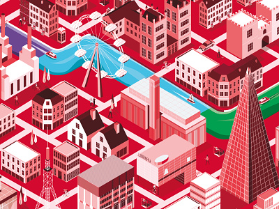 Properties on the London market adobe buildings city digitalart digitalillustration graphic grid illustration illustrator isometric london londoneye map map illustration red render thames