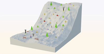 SkiFree 3d 3d illustration 3d render blender blender 3d fan art game illustraion isometric isometric art microsoft mountain skifree skiing snow