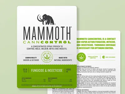 Mammoth Canncontrol Label agriculture branding cannabis branding cannabis design design label design label packaging layoutdesign