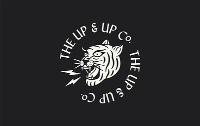 The Up & Up Co. Tiger badge black white company growl illustration lightning options palette procreate stripes tiger tongue up and up whiskers