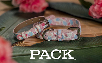 PACK Leashes all over print illustration illustrator logo logo design logotype pattern print design repeat print surface pattern design tropical leaves