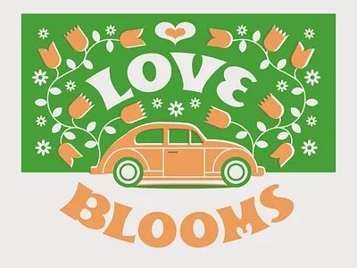 Love Blooms flowers illustration ornate overprint volkswagen vwbug