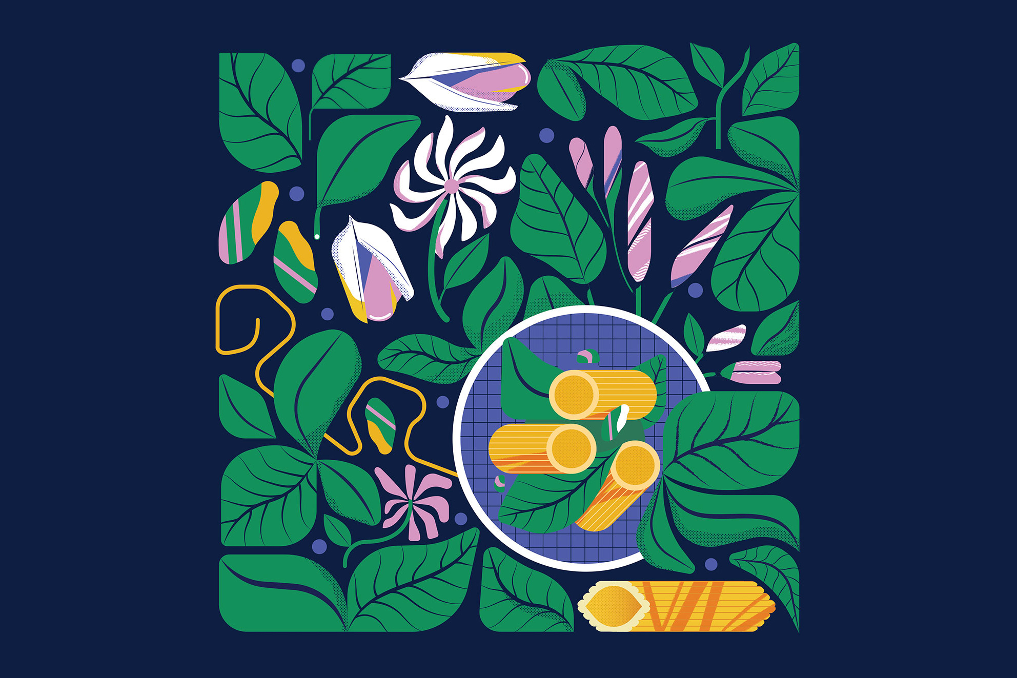 Pesto digital folioart food illustration leaves maite franchi