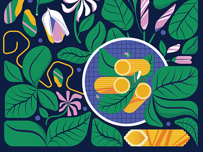 Pesto digital folioart food illustration leaves maite franchi
