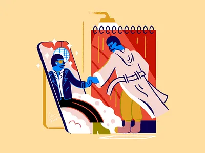 ISOLATION To-do's bathroom character covid19 design illustraion issolation issolation man mirror