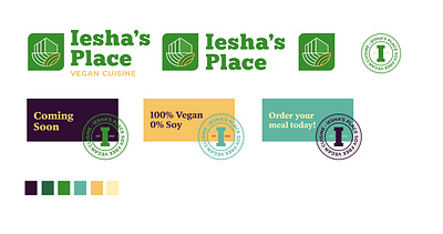 Iesha's Place Brand Design brand identity branding design icon icon design identity design illustration logo logo design stamp design vegan