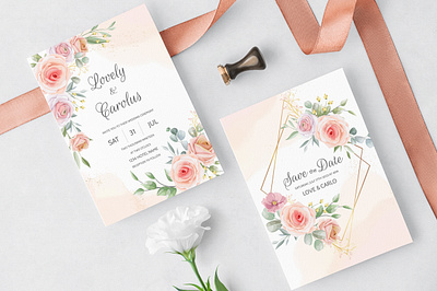 Beautiful floral wreath wedding invitation card template art background beautiful blooming blossom bouquet card decoration design elegant floral flower green greeting illustration invitation nature pink red romantic