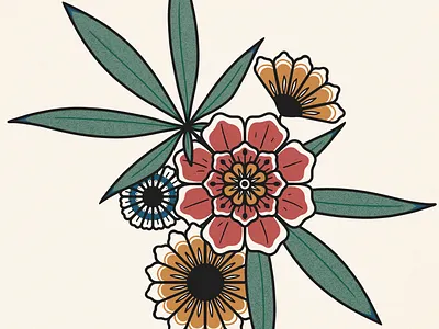 Flower Power art bold bright cannabis cannabis leaf illustration minimalism minimalist poster print procreate