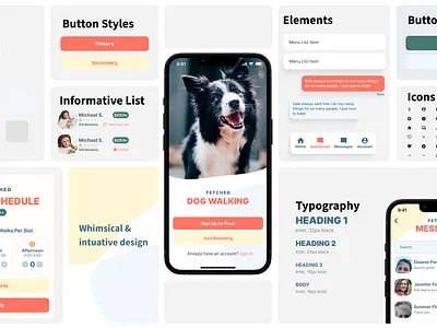 Fetched - Dog Walking App app design ui ux