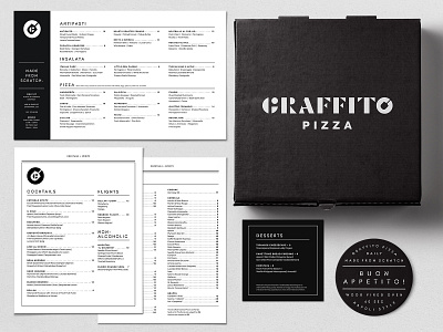 GP Menu & Packaging box brand branding coaster cocktails dessert dinner food italian menu orlando packaging pizza pizza box pizzeria restaurant