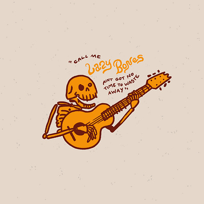 Lazy Bones design guitar illustration lyrics rolling stones skelton skulls