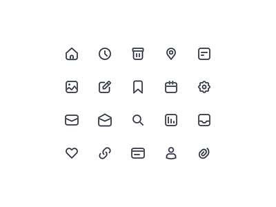 Essential Icons V01 attachment delete editorial essential essential icons gallery home icon icon design iconography inbox like link location love mail navigation navigation bar search time