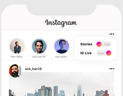 Instagram Stories/Live Control Settings adobexd application design ui ui design ux ux design uxdesign xd