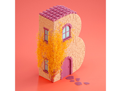 B | 36 Days of Type 2019 36days 3d 3d art 3ds max cgi colour house illustration isometric letter render typography