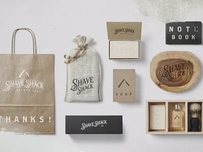 Shave Shack Barber Shop branding design logo packaging type typography