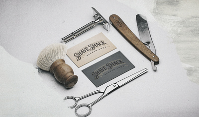 Shave Shack Barber Shop branding design logo packaging type typography