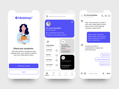 Medsharp: Medical App android app book doctor flutter health care health insurace healthcare interaction ios iphone medic medical app mobile online pharmacy product design saas schedule ui ux