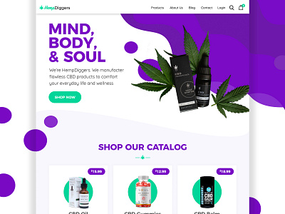 CBD Products Landing Page brand design branding cbd cbd oil design e commerce gradient green homepage landing page purple shopify typography ui ux