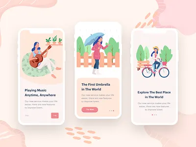 Women s Outdoor Activity Illustration activity app beauty design girl illustration mobile onboarding ui woman