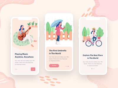 Women s Outdoor Activity Illustration activity app beauty design girl illustration mobile onboarding ui woman