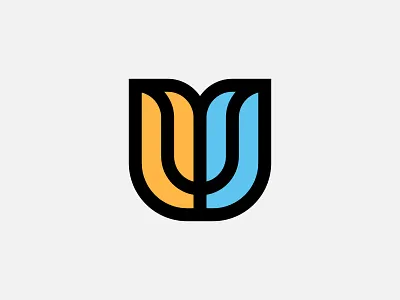 U alphabet design geometric icon logo logomark modern monogram logo typography