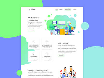 Taskbee Landing Page adobe adobe xd design landing landing page landing page design landingpage minimal design project management tool remote work management team management work management xd