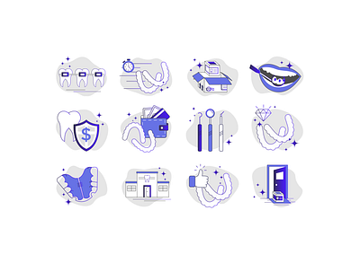 Dental website iconset dentistry iconography icons illustration vector