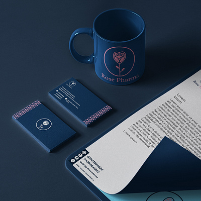 "Rose pharma" visual identity branding business design illustrator logo minimal vector