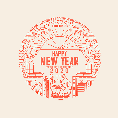 New Year Greeting Card For Year of Rat 2020 2020 illustration illustration design illustration digital illustrationartists illustrationwork lineart lineillustration linework mmxx newyear procreate procreate5 procreateapp yearofrat