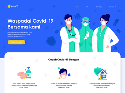 Sword19 - Header Exploration illustration Covid-19 character character design covid19 design doctor doctor app flat design flat illustration gradient header health health care healthcare healthy illustration landingpage vector virus website