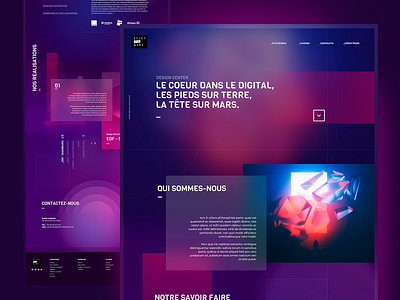 Agency Website redesign agency art art direction blade blur dark design desktop digital landing landing page light mockup neon redisign studio ui ux violet website