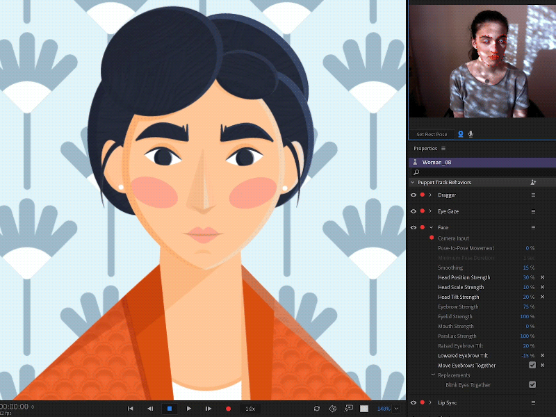 Girl in orange 🟧 Live Animation adobecharacteranimator animation behindthescenes characteranimator girl live liveanimation orange rigtest screencapture webcam woman