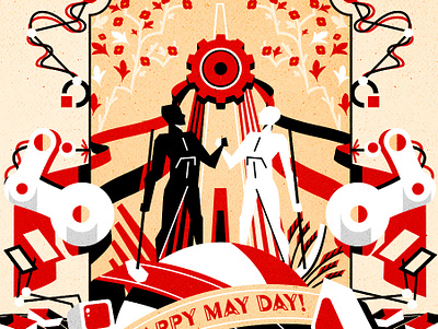 Happy May Day! affiche day design holiday illustration illustrator international labor labour may day minimalist poster texture vector