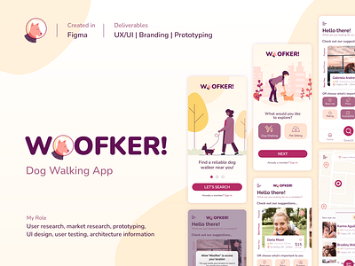 Wookfer. The Search for a Reliable Dog Walker app design ui ux