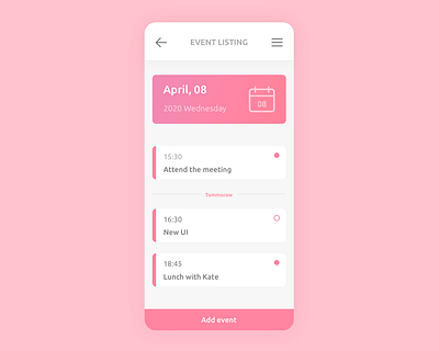 Event Listing daily ui dailyui design