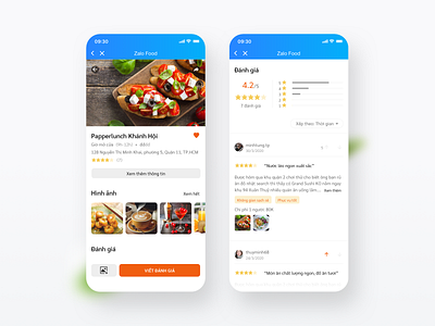 Store details | Local food guide (2 of 4) app carousel detail page dribbble flat design food info interface minimal mobile rating ratings reviews store store details ui ui design uiux vietnam