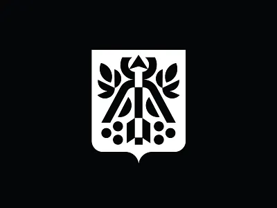Coat of arms Izhevsk arms arrow branding city coat of arms logo minimalism monoline plant shield