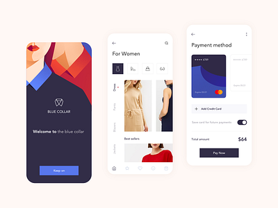 Mobile App - Blue collar app clean colors design illustration mobile ui ux