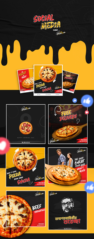 Pizza Shop | Social Media Designs facebook marketing graphic design graphicdesign instagram marketing instagram post pizza pizza design pizza poster pizza shop social socialmedia sylhet