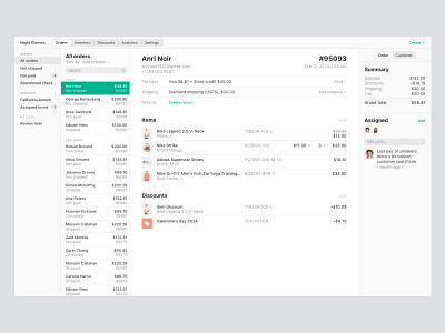 FoxCommerce • Order details page compact cyan ecommerce gray green list navigation order order details sidebar white
