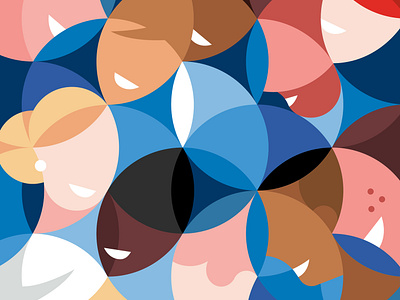 Diversity abstract character circles diversity editorial geometry graphic illustration inclusion man minimal pattern people smiles social woman