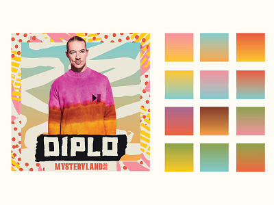 Mysteryland 2020 - Artist Promo and Gradients artwork brand identity branding color palette event event artwork event branding event poster events festival festival artwork identity illustration logo music festival mysteryland nozem nozem design type typography