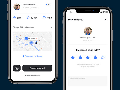 Carpool App – Rate the ride car carpool drive rate stars ui ux