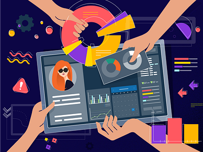 Teamwork building dashboard dashboard app diagram graphicdesign graphics krapka remotework team teamwork vector illustration workplace