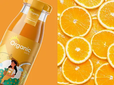 Organic Juice Packaking Design creative illustration juice juicelabel logo orange