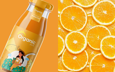 Organic Juice Packaking Design creative illustration juice juicelabel logo orange