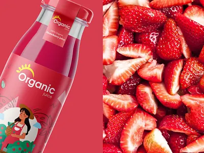 Organic Juice Packaking Design creative illustration juice logo organic organicjuice strawberry